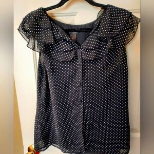 Ann Taylor Black and White Polka Dot Blouse